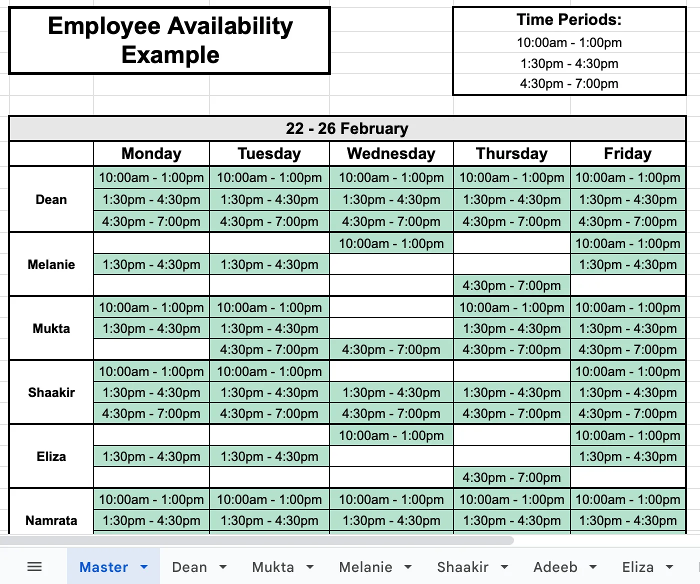 Employee Availability Project Preview